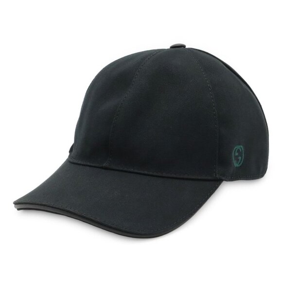 Gucci Interlocking G GG Logo Baseball Cap Hat Cotton Canvas Black L Size main image 5